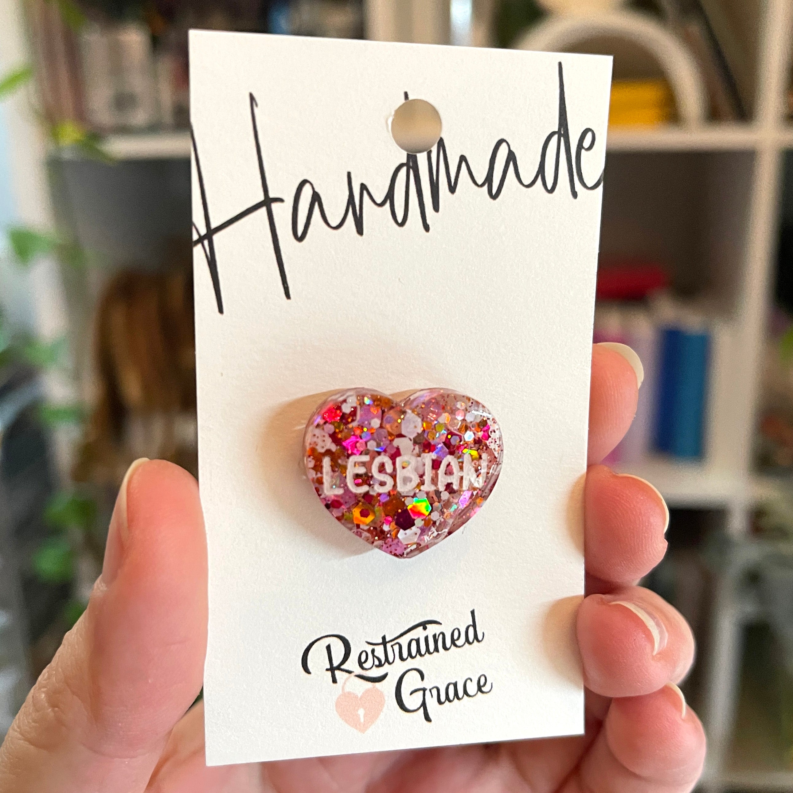 Lesbian - LGBTQIA+ Pride Glitter Lapel Pin – Restrained Grace