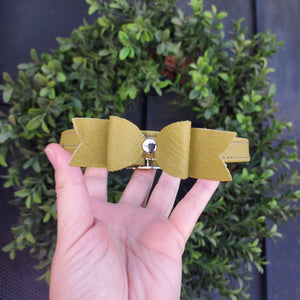 Sample Sale - Petite Collar with Bow - Olive Green & Silver 13-15" Collar Restrained Grace   