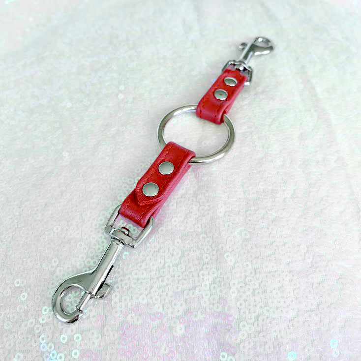 Cherry Red Leather BDSM Double Snap Hook Bondage Strap Restrained Grace   