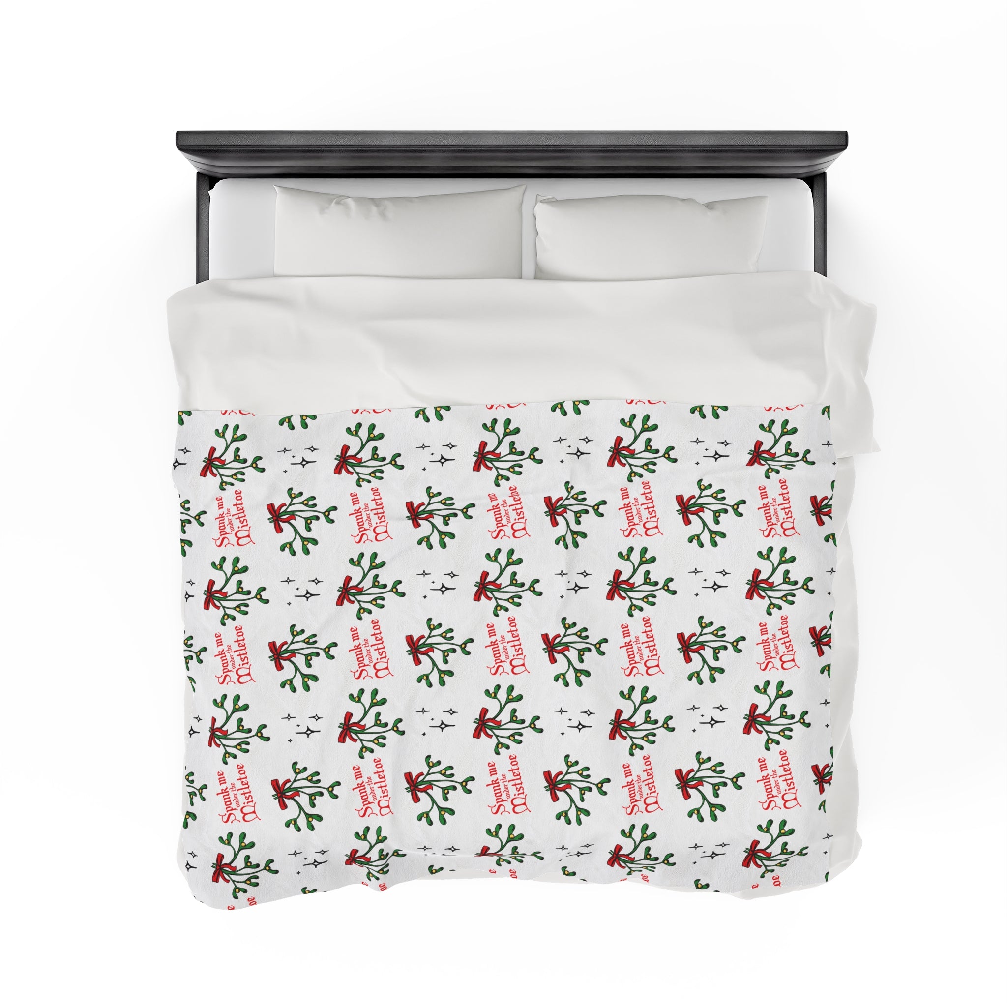 Spank Me Under the Mistletoe - Velveteen Blanket Blanket Printify