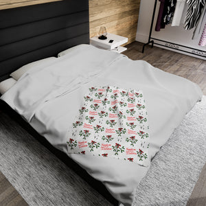 Spank Me Under the Mistletoe - Velveteen Blanket Blanket Printify