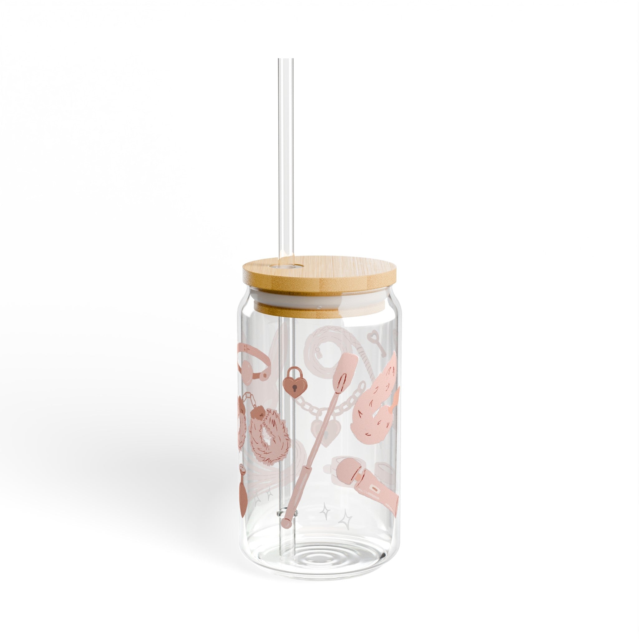 Blush Pink Kink Sipper Glass, 16oz Mug Restrained Grace   