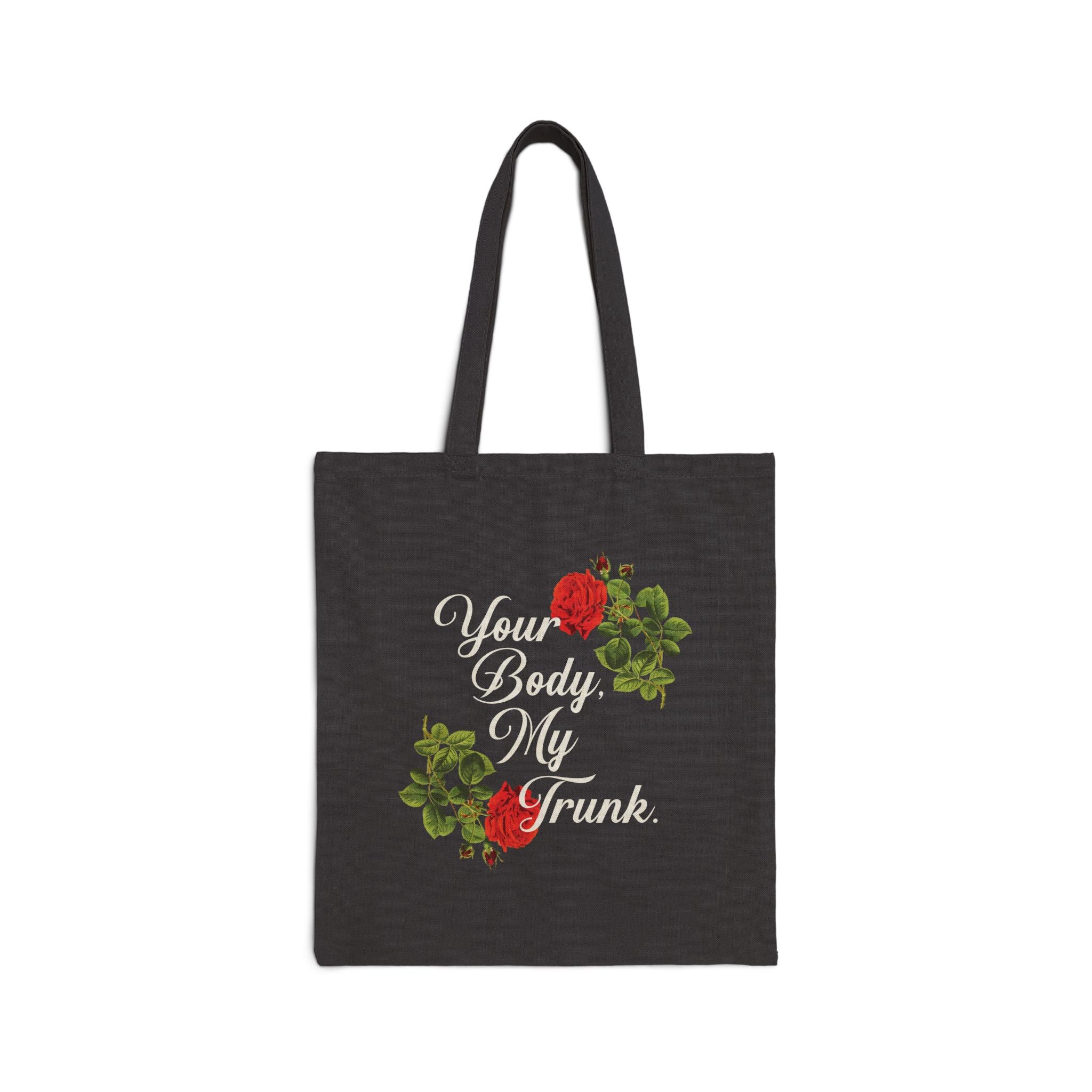 Your Body, My Trunk - Retro Goth Cotton Canvas Tote Bag Bags Printify