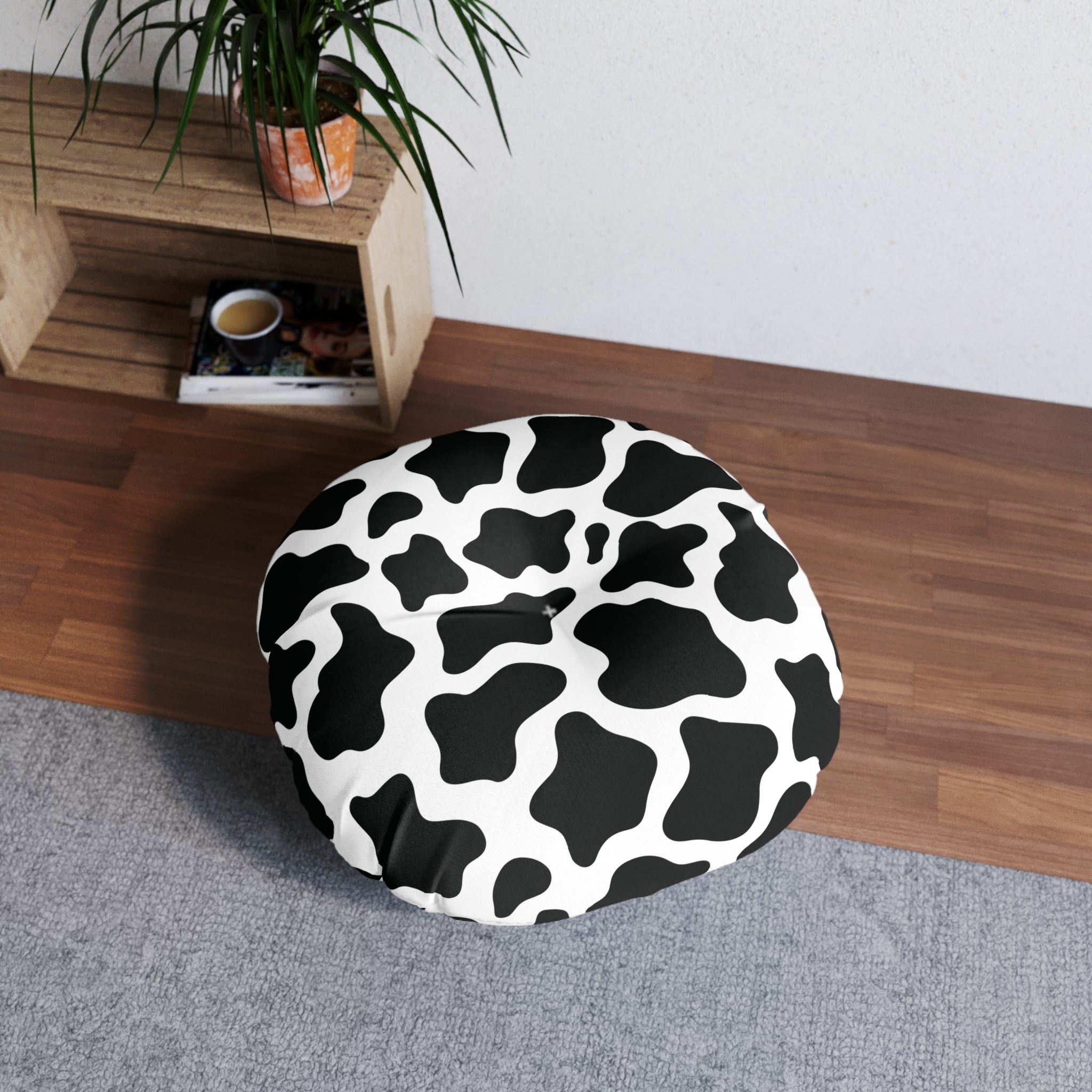 Cow Print Tufted BDSM Kneeling Cushion Cushion Restrained Grace 26" × 26"  