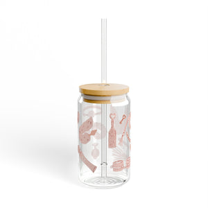 Blush Pink Kink Sipper Glass, 16oz Mug Restrained Grace   