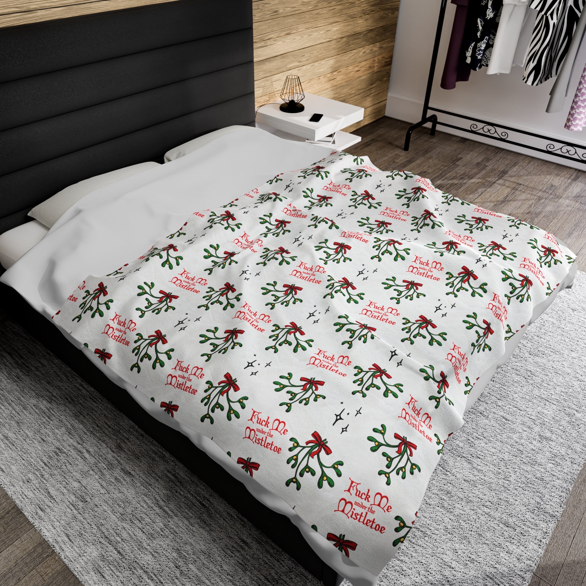 Fuck Me Under the Mistletoe - Velveteen Blanket Blanket Restrained Grace   