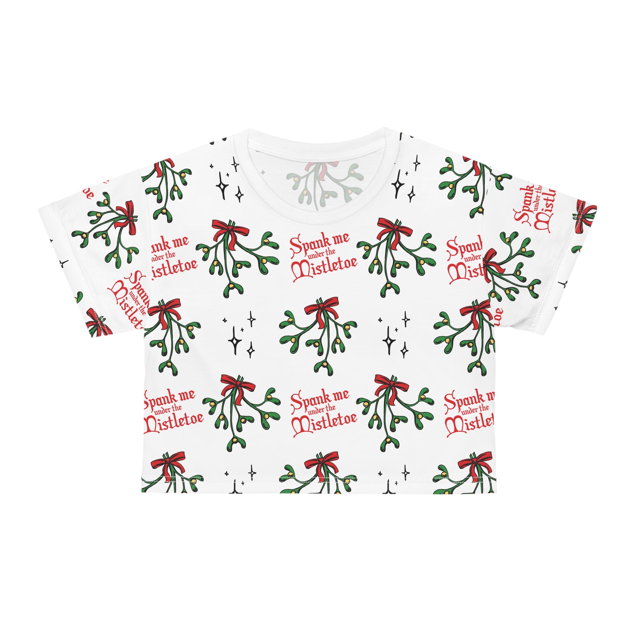 Spank Me Under the Mistletoe - Kinky Christmas Crop Tee Crop Top Printify