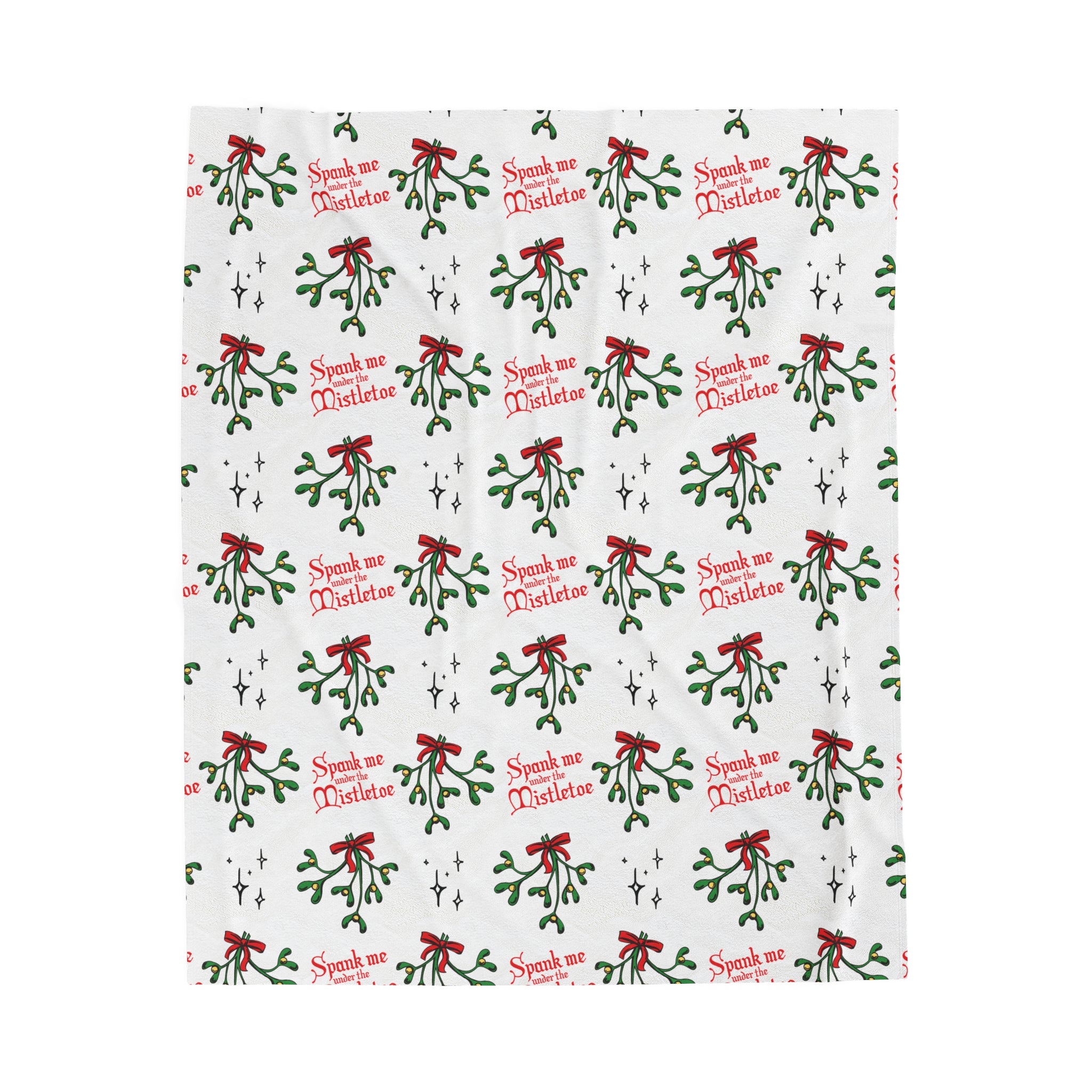 Spank Me Under the Mistletoe - Velveteen Blanket Blanket Printify 50" × 60"