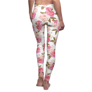 Cabbage Rose Floral Soft Touch Leggings Leggings Restrained Grace   