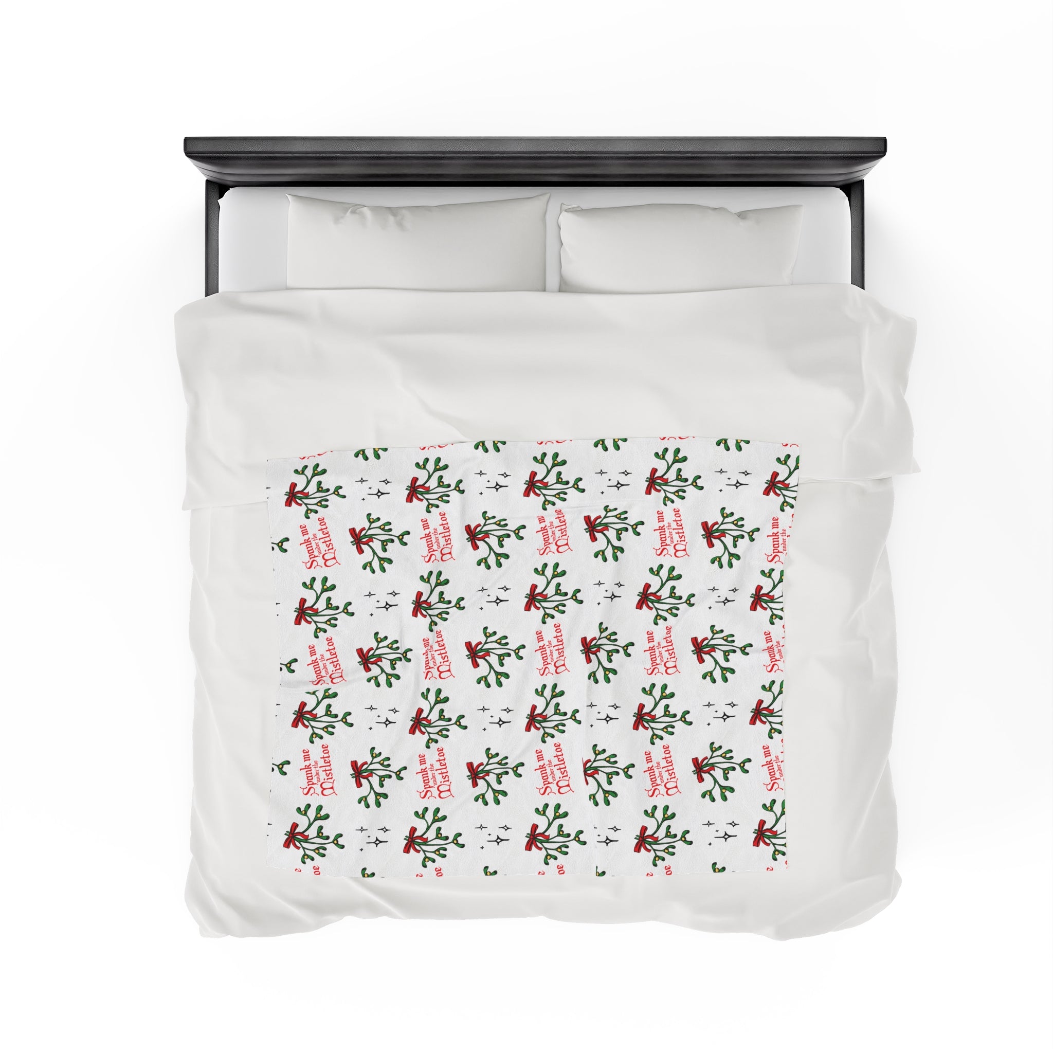 Spank Me Under the Mistletoe - Velveteen Blanket Blanket Printify