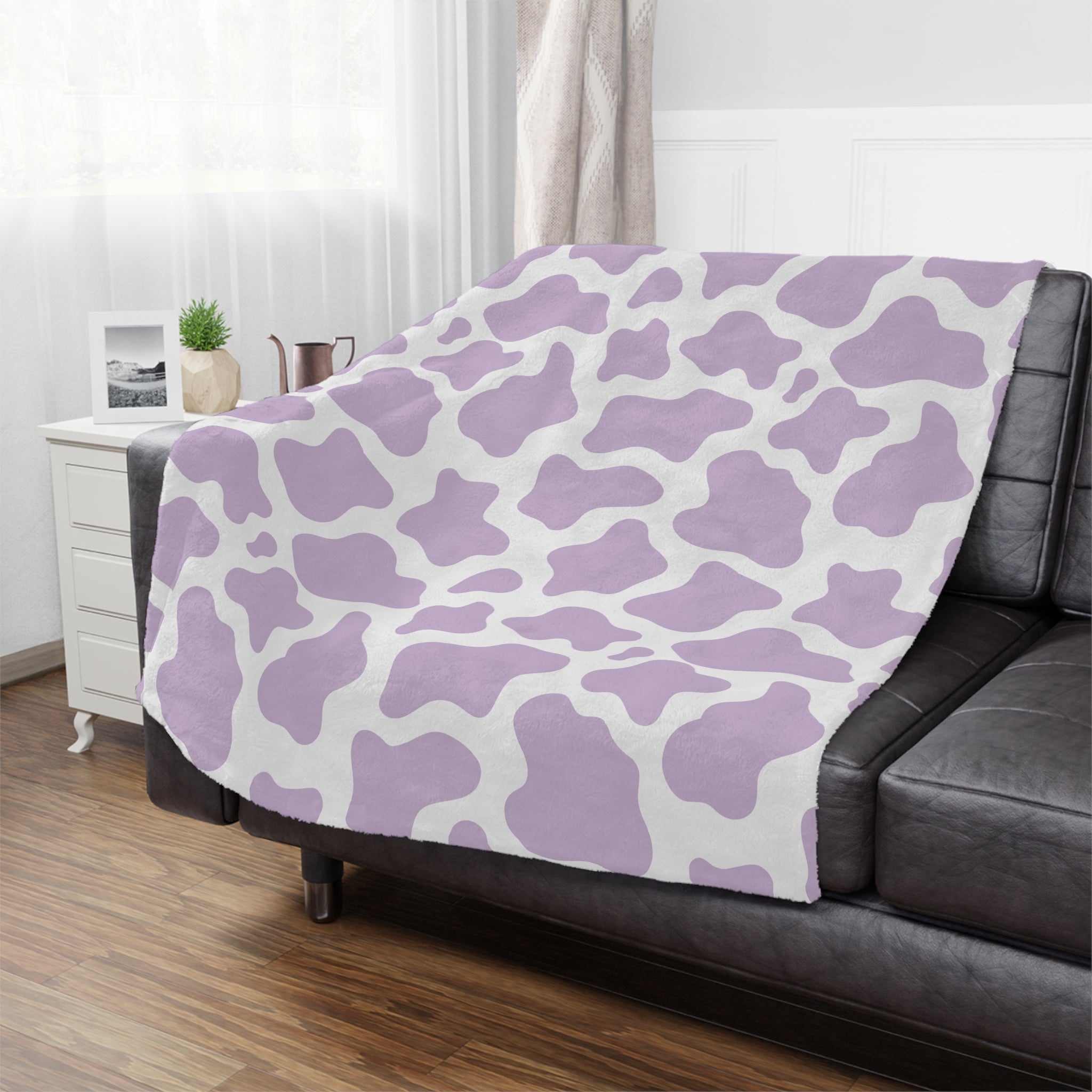 Lavender Cow Microfiber Blanket Blanket Restrained Grace   