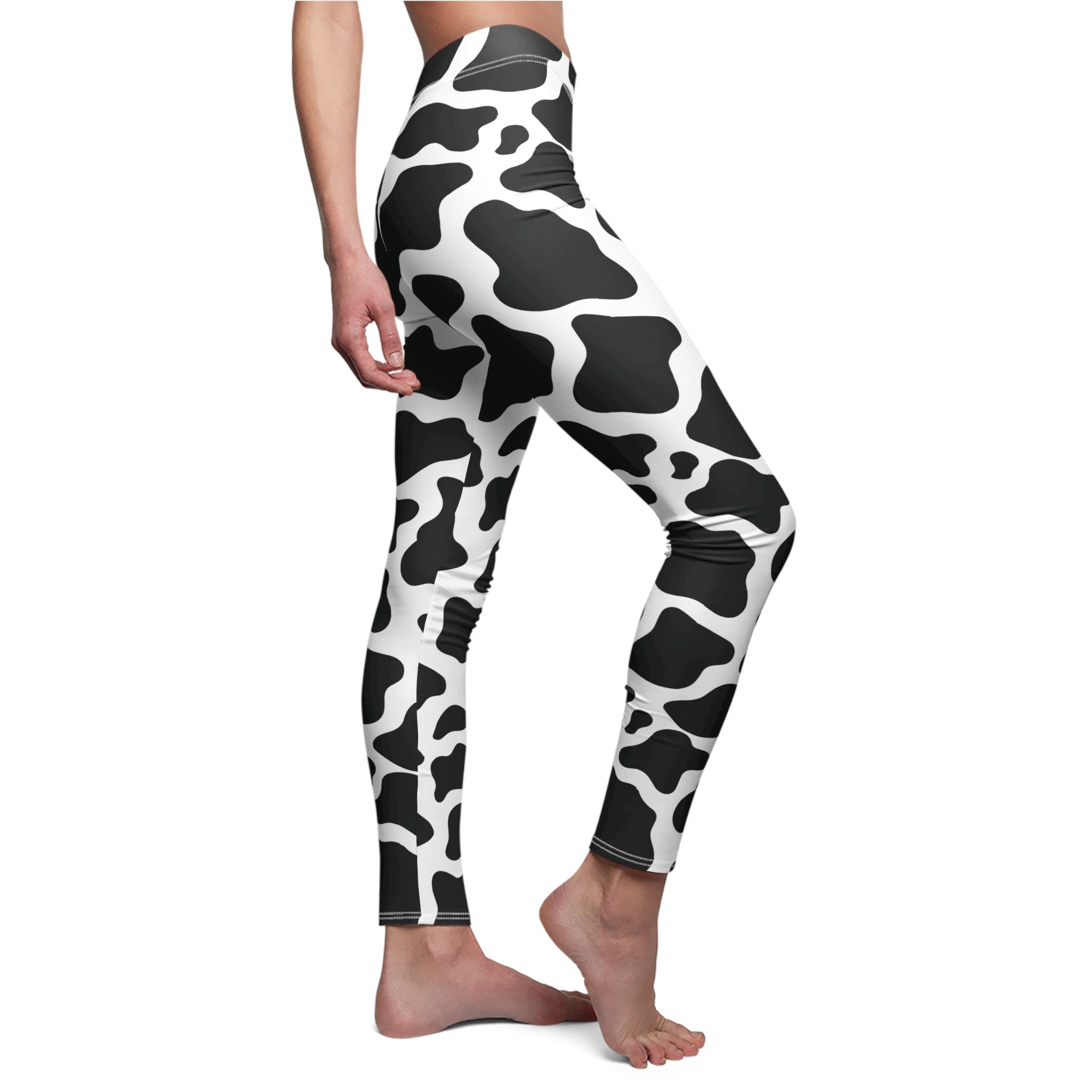 Cow Print Soft Touch Leggings Leggings Restrained Grace XS White stitching 