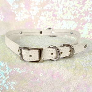 White and Silver Petite Floral BDSM Collar Collar Restrained Grace   