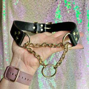 Sample Sale - Classic Martingale Collar - Black and Brass - 19"-21" Collar Restrained Grace   