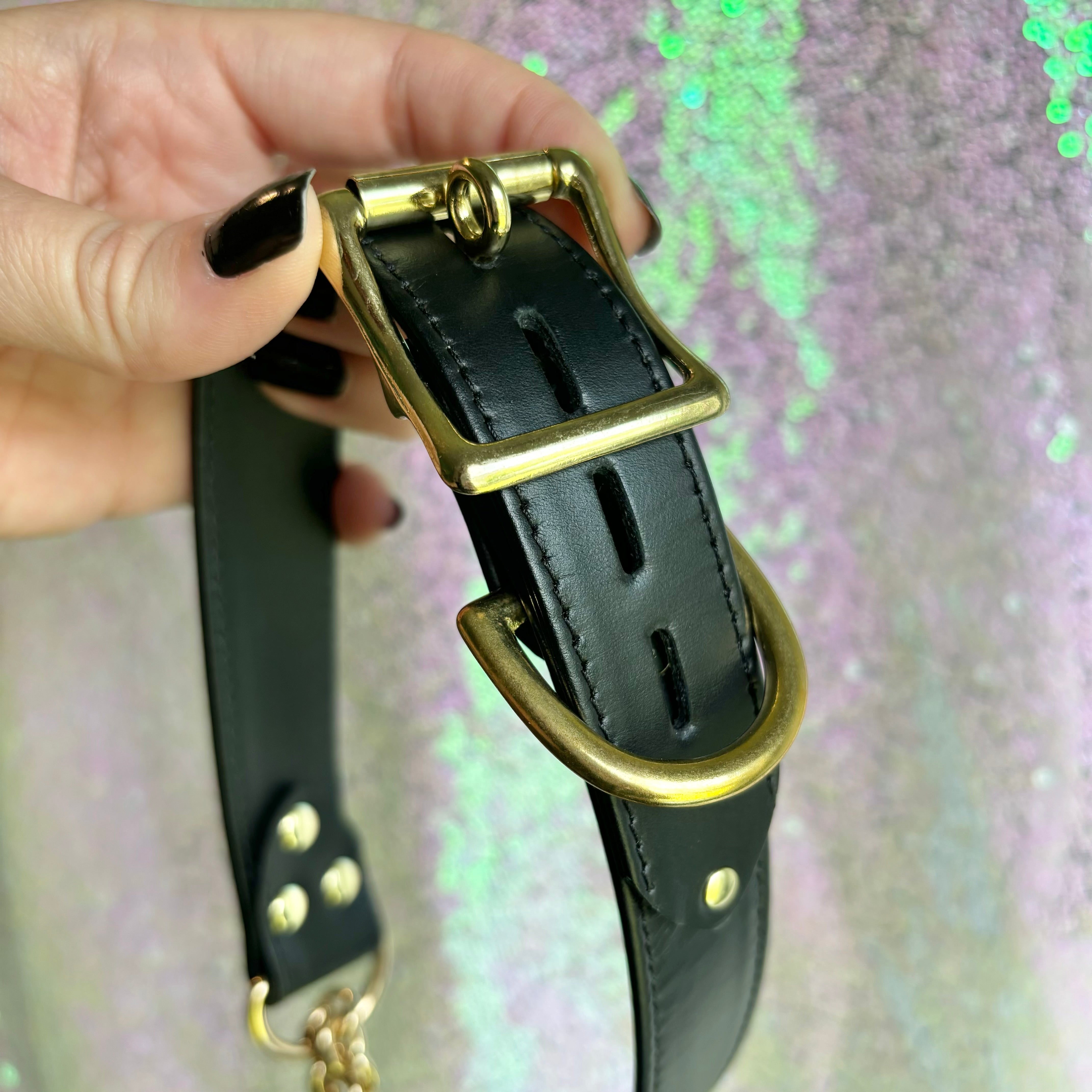 Sample Sale - Classic Martingale Collar - Black and Brass - 19"-21" Collar Restrained Grace   