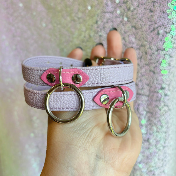 Sample Sale - Pretty Princess Petite Bondage Cuffs - Lavender and Silver - 8"-10" Sample Sale Restrained Grace   