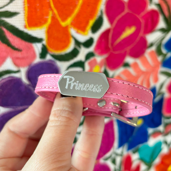 Sample Sale - Engraved Hexagon Princess Cuff - Flamingo Pink and Silver - 6"-7.5" Sample Sale Restrained Grace   