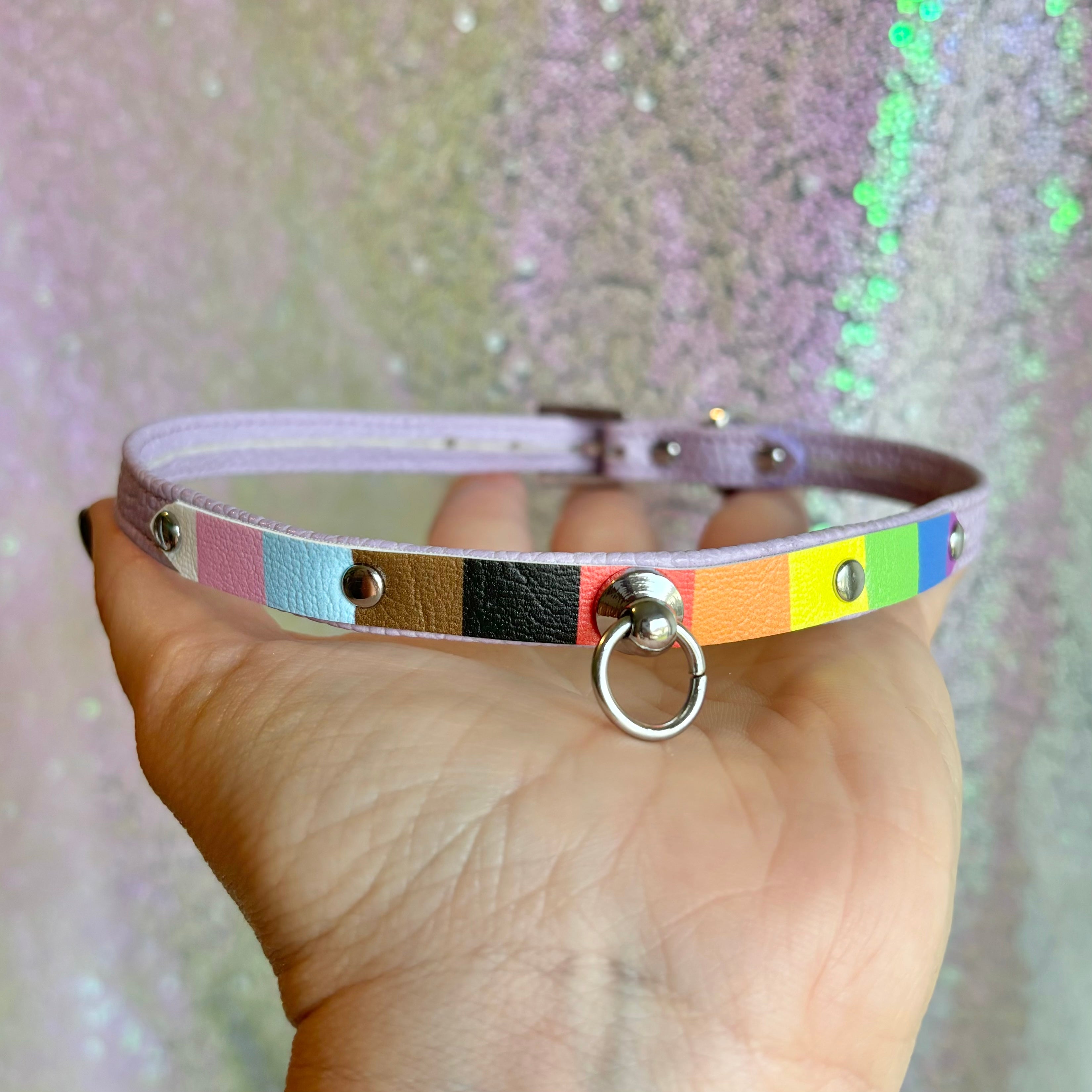 Sample Sale - Mini Pride Collar - Lavender and Silver - 13"-15" Collar Restrained Grace   