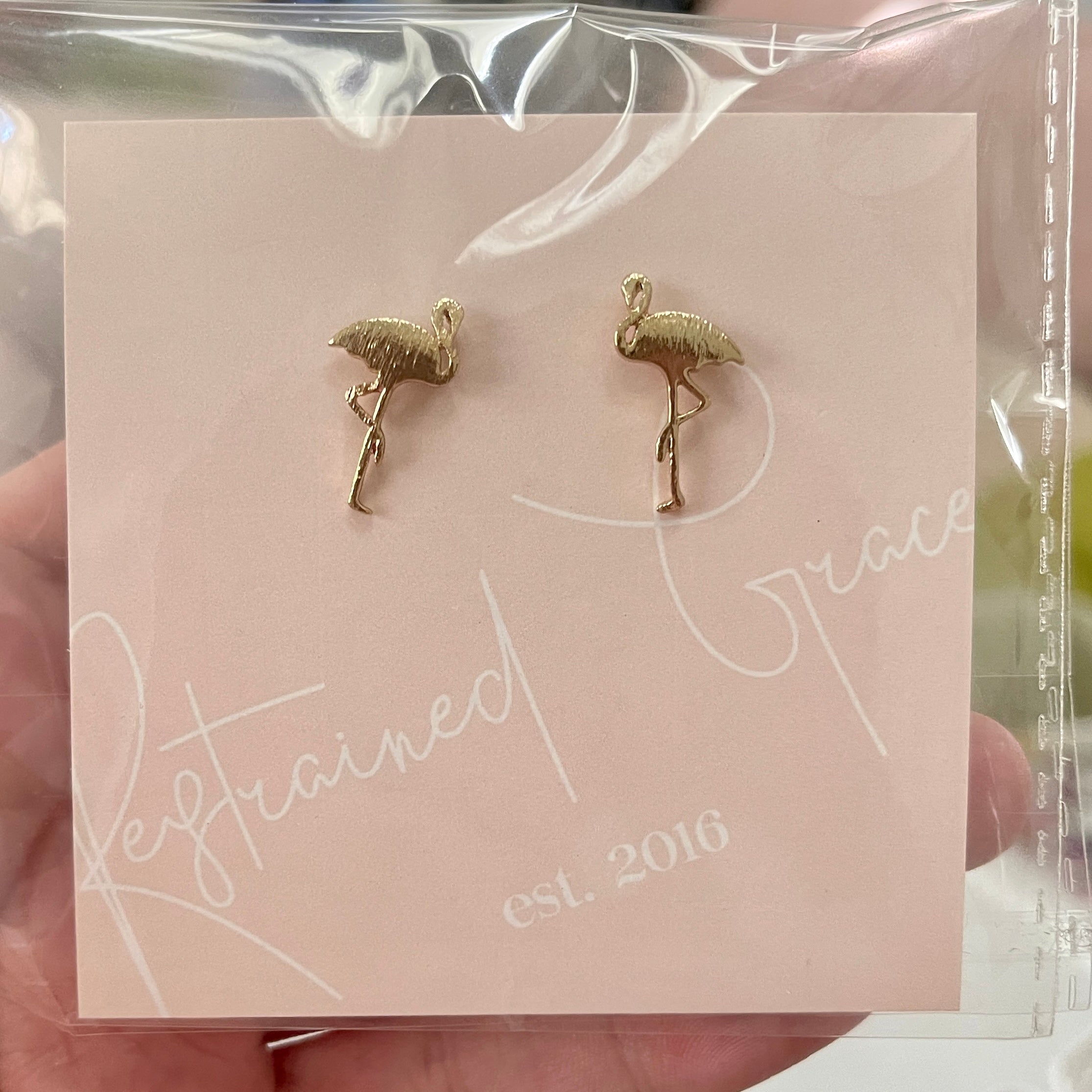 Swinging Flamingos Stud Earrings - Sample Sale Earrings Restrained Grace   