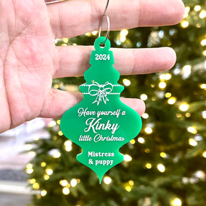 Personalized Kinky Little Christmas Ornament - Custom BDSM Gift Ornament Restrained Grace