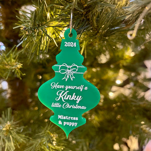 Personalized Kinky Little Christmas Ornament - Custom BDSM Gift Ornament Restrained Grace