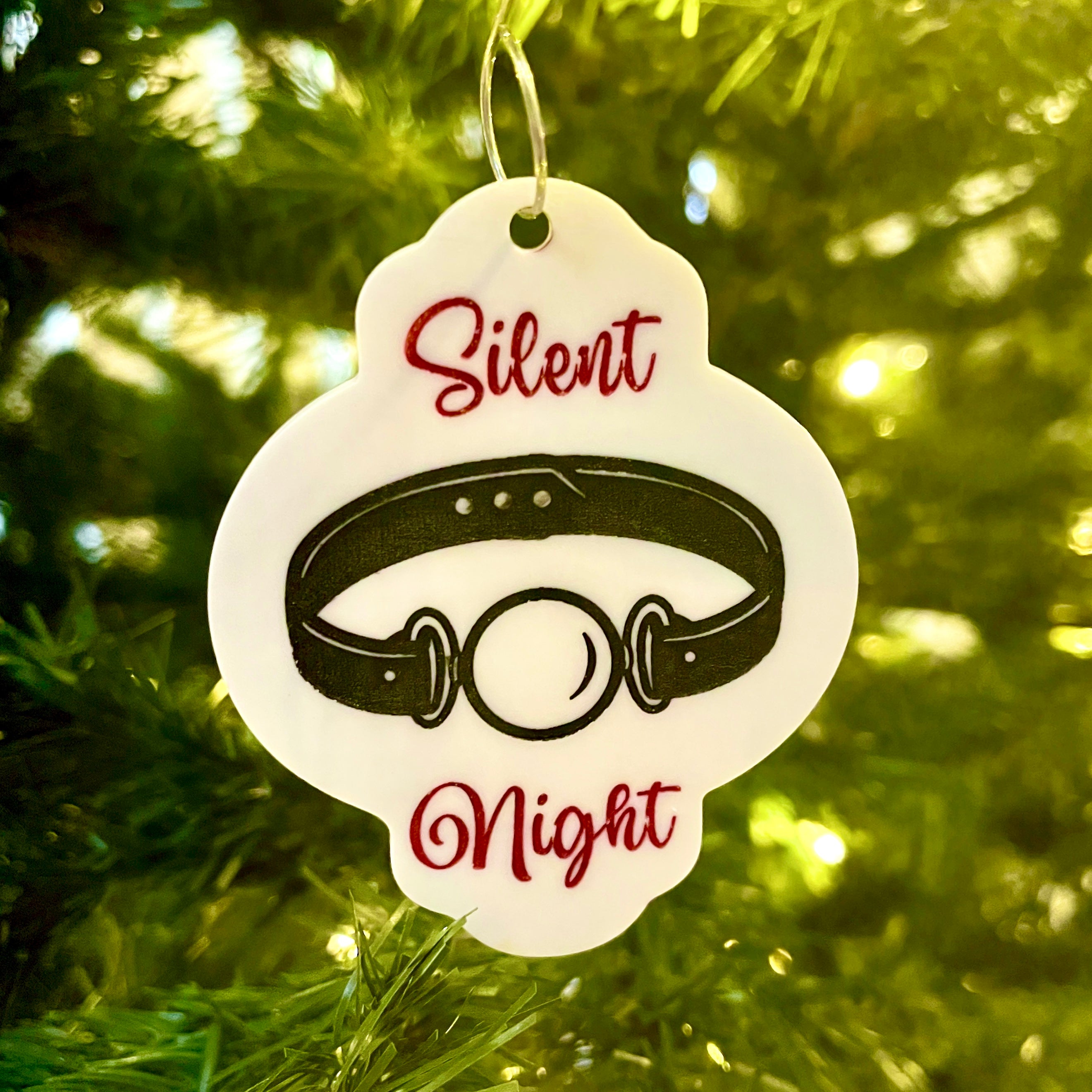 Silent Night BDSM Ball Gag Christmas Ornament Ornament Restrained Grace