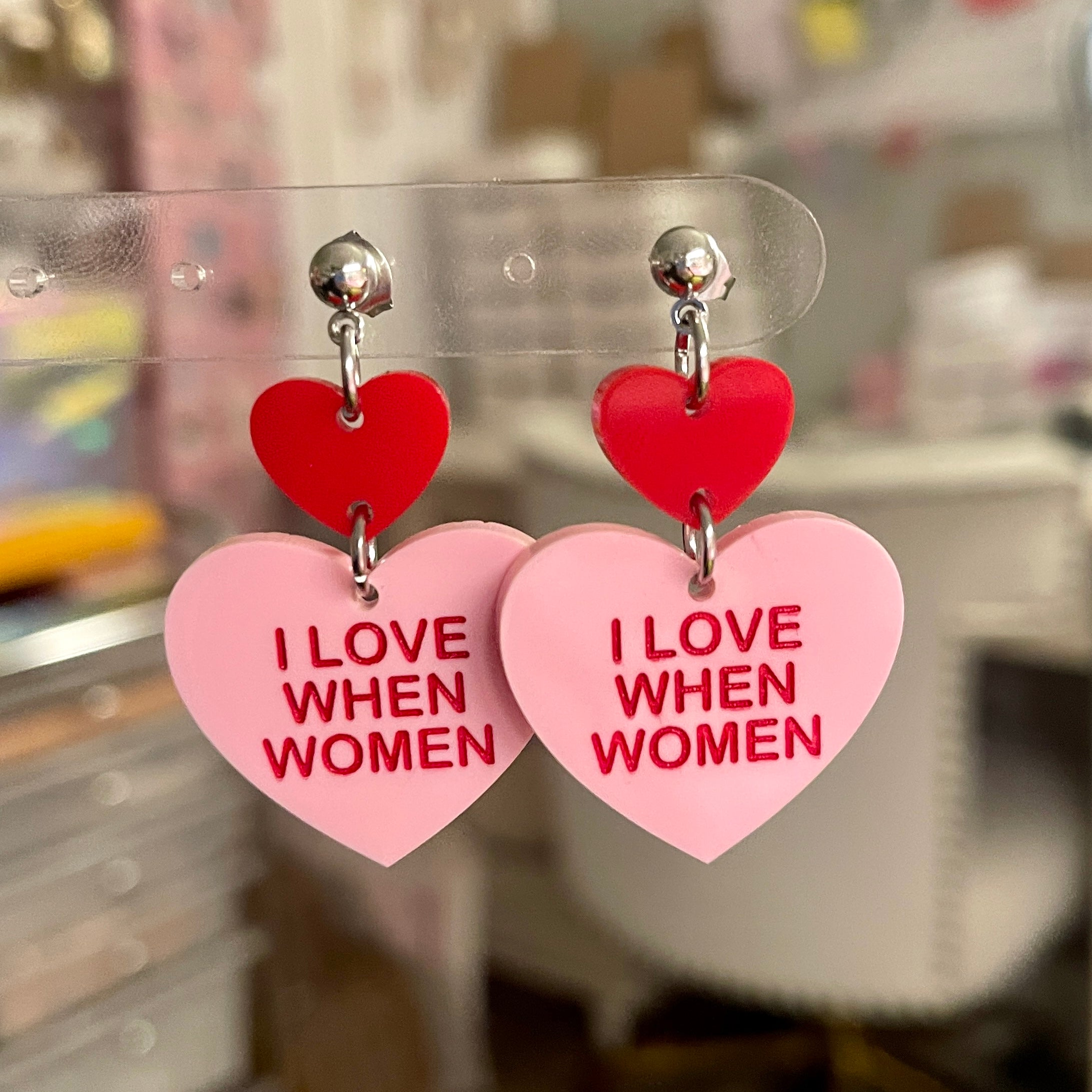 I Love When Women Candy Heart Earrings Earrings Restrained Grace