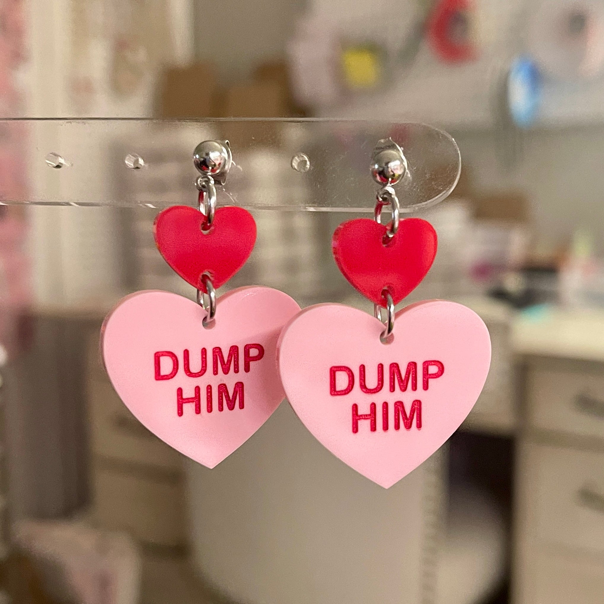 Dump Him Candy Heart Earrings Earrings Restrained Grace