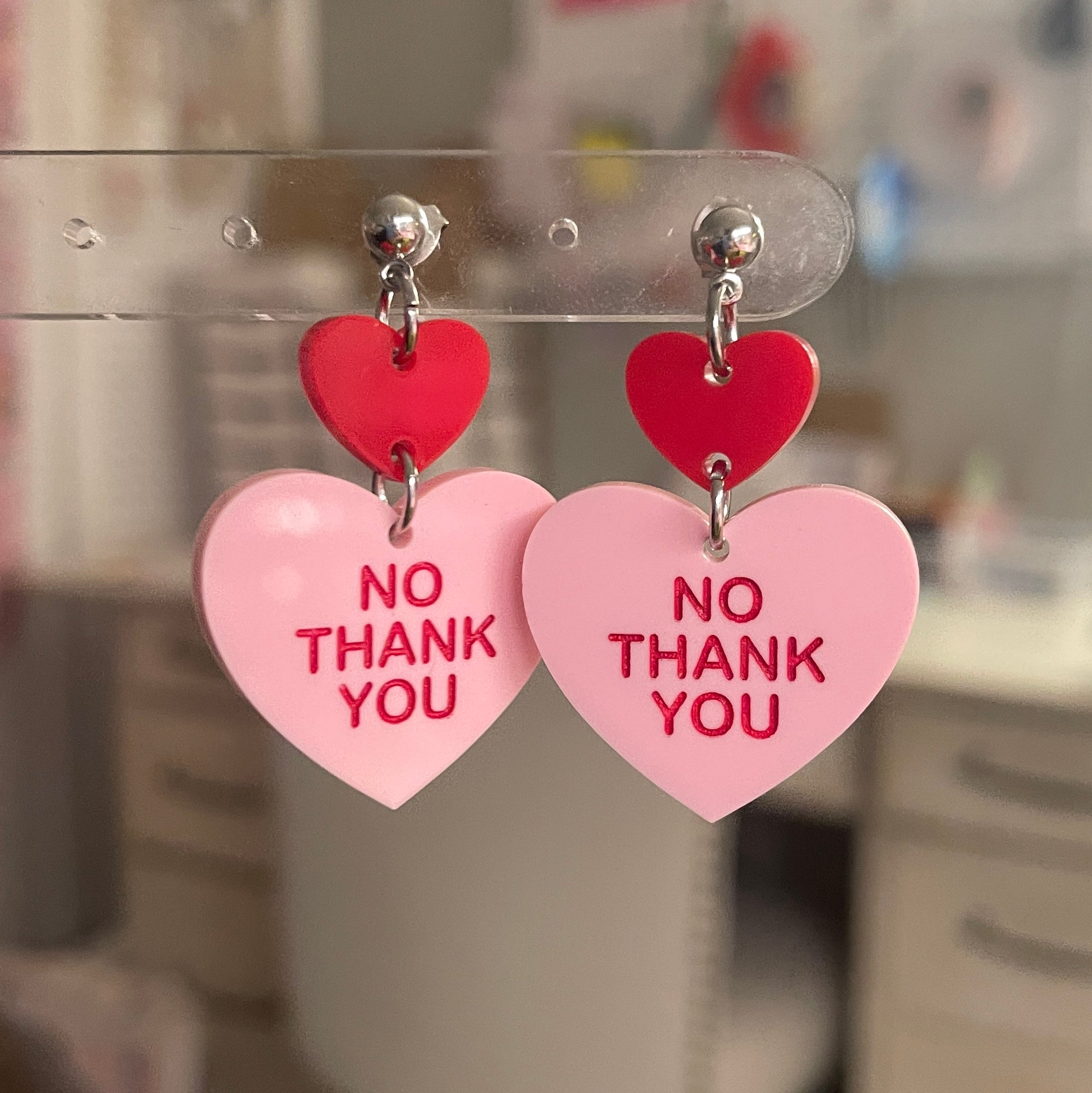 No Thank You Candy Heart Earrings Earrings Restrained Grace