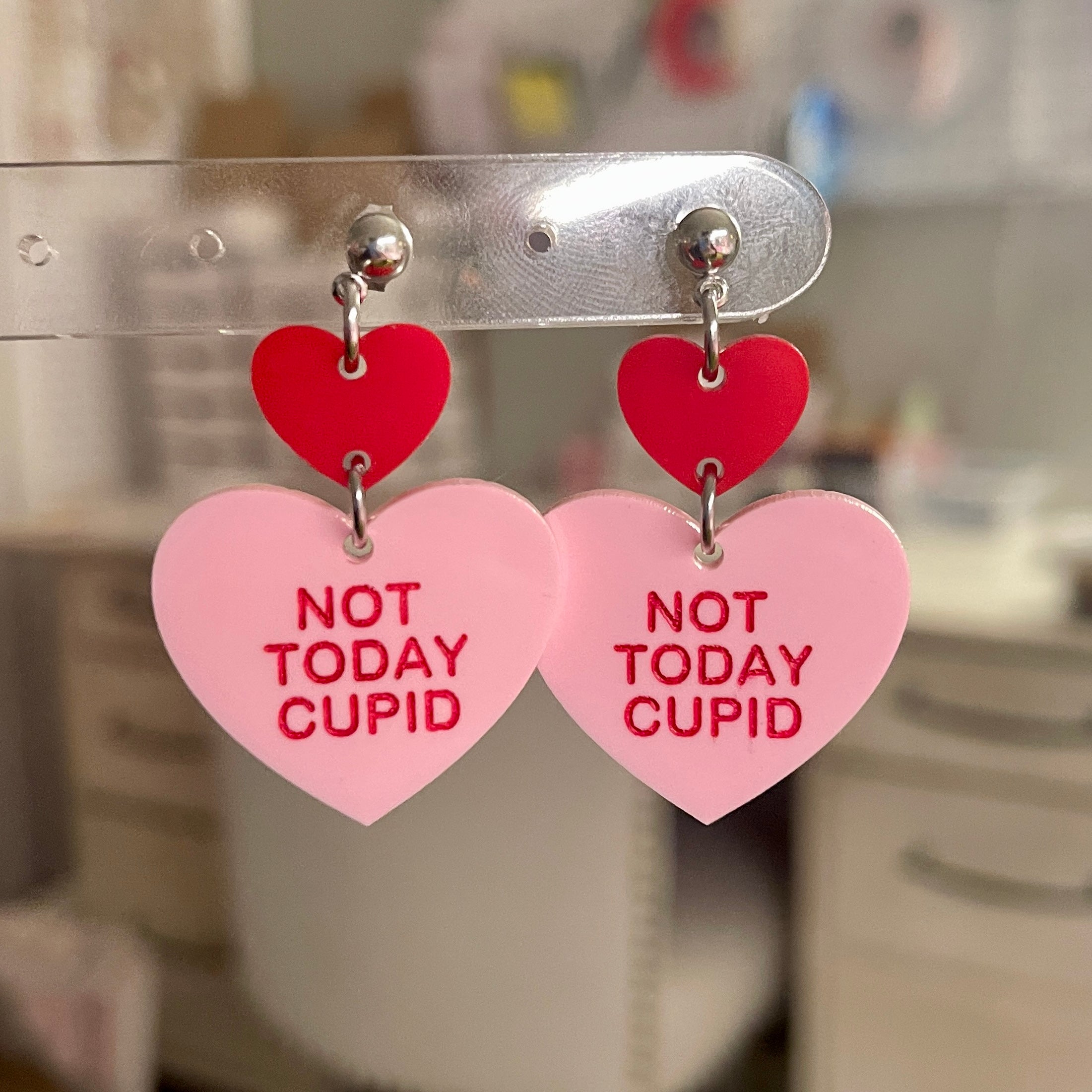 Not Today Cupid Candy Heart Earrings Earrings Restrained Grace