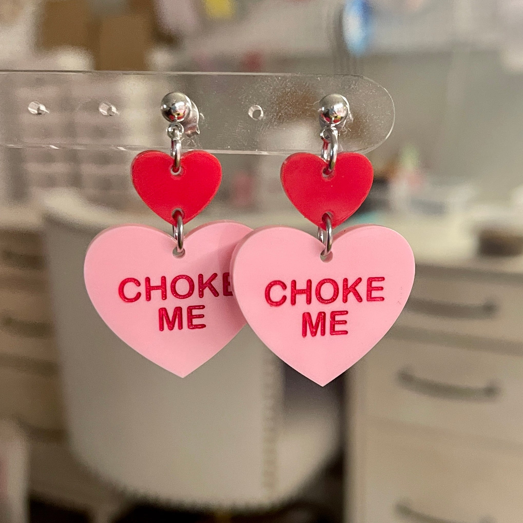 Choke Me Candy Heart Earrings Earrings Restrained Grace