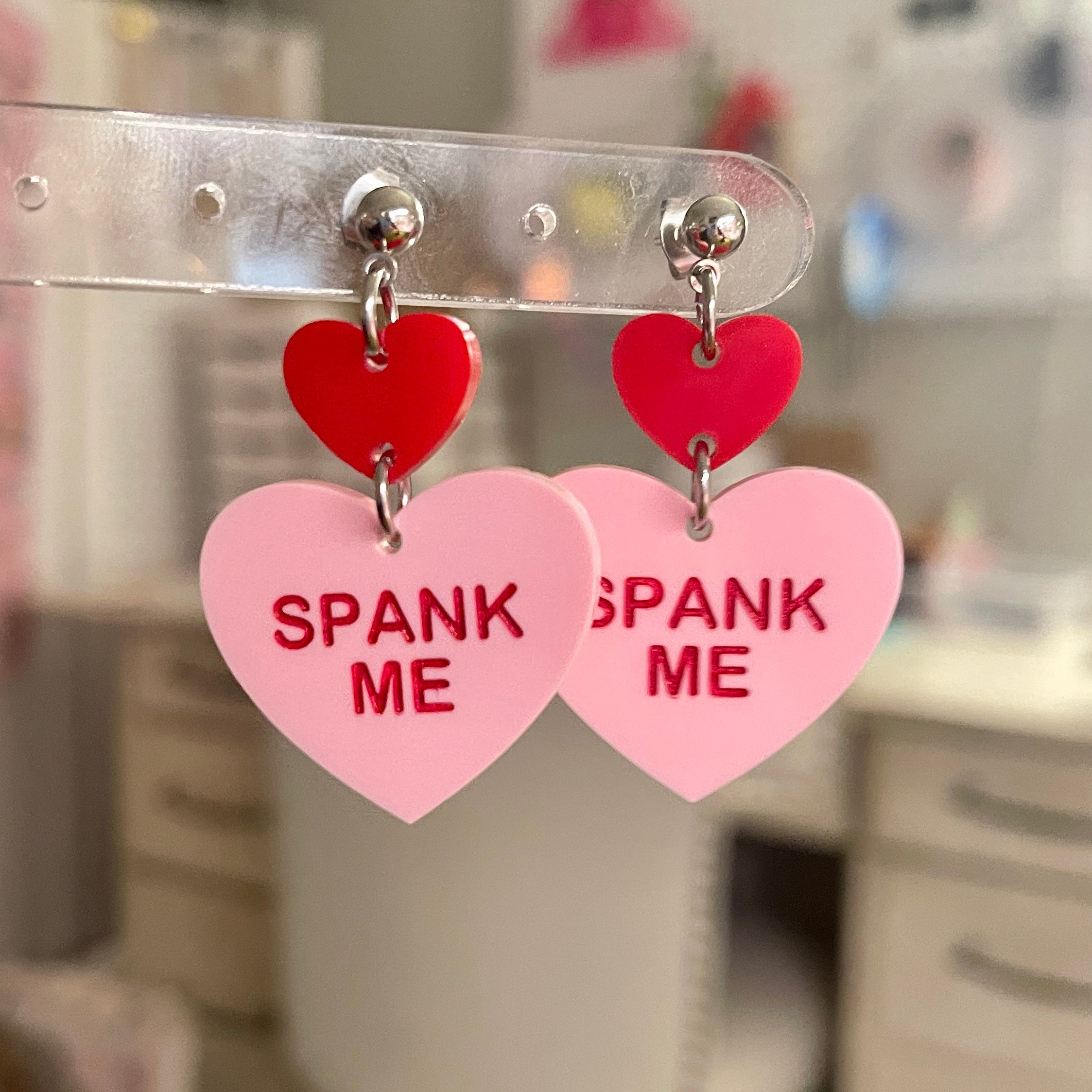 Spank Me Candy Heart Earrings Earrings Color & Camp