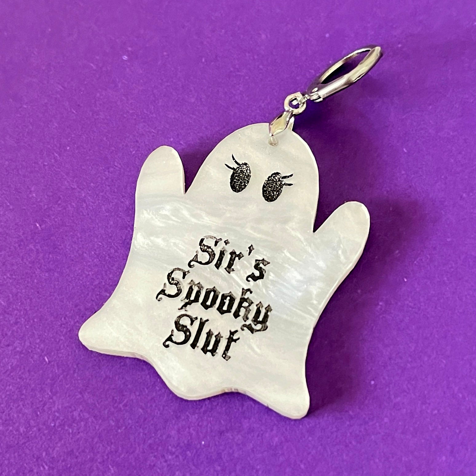 Personalized Cute Ghost BDSM Collar Tag Collar Tag Restrained Grace   