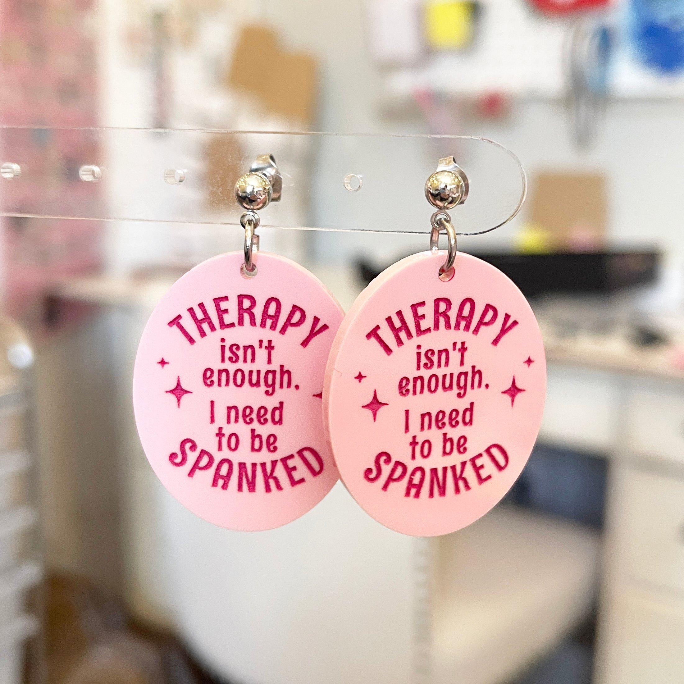 Therapy Isn't Enough, I Need to Be Spanked - Earrings Earrings Restrained Grace Pink