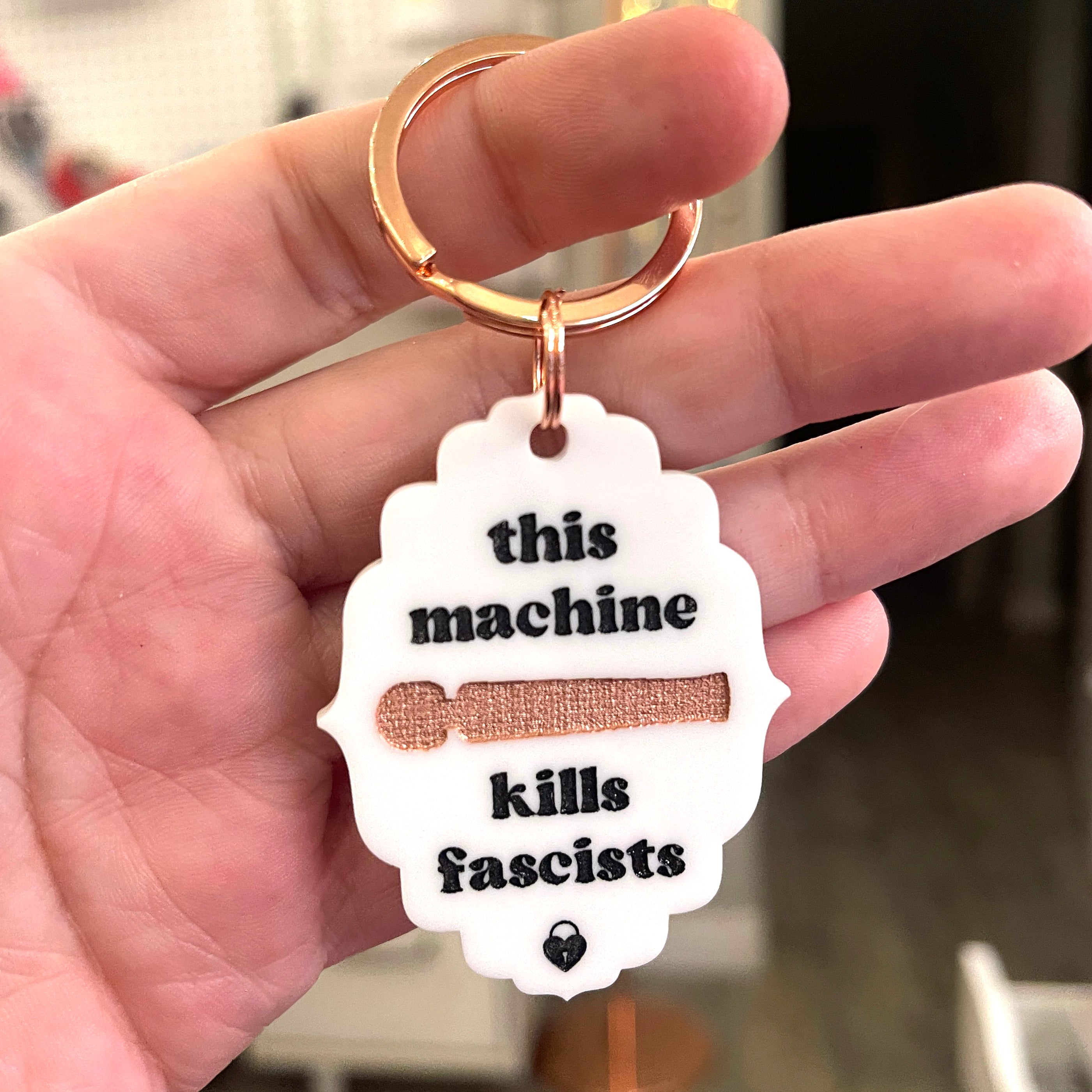 This Magic Wand Kills Fascists - Keychain Keychain Restrained Grace