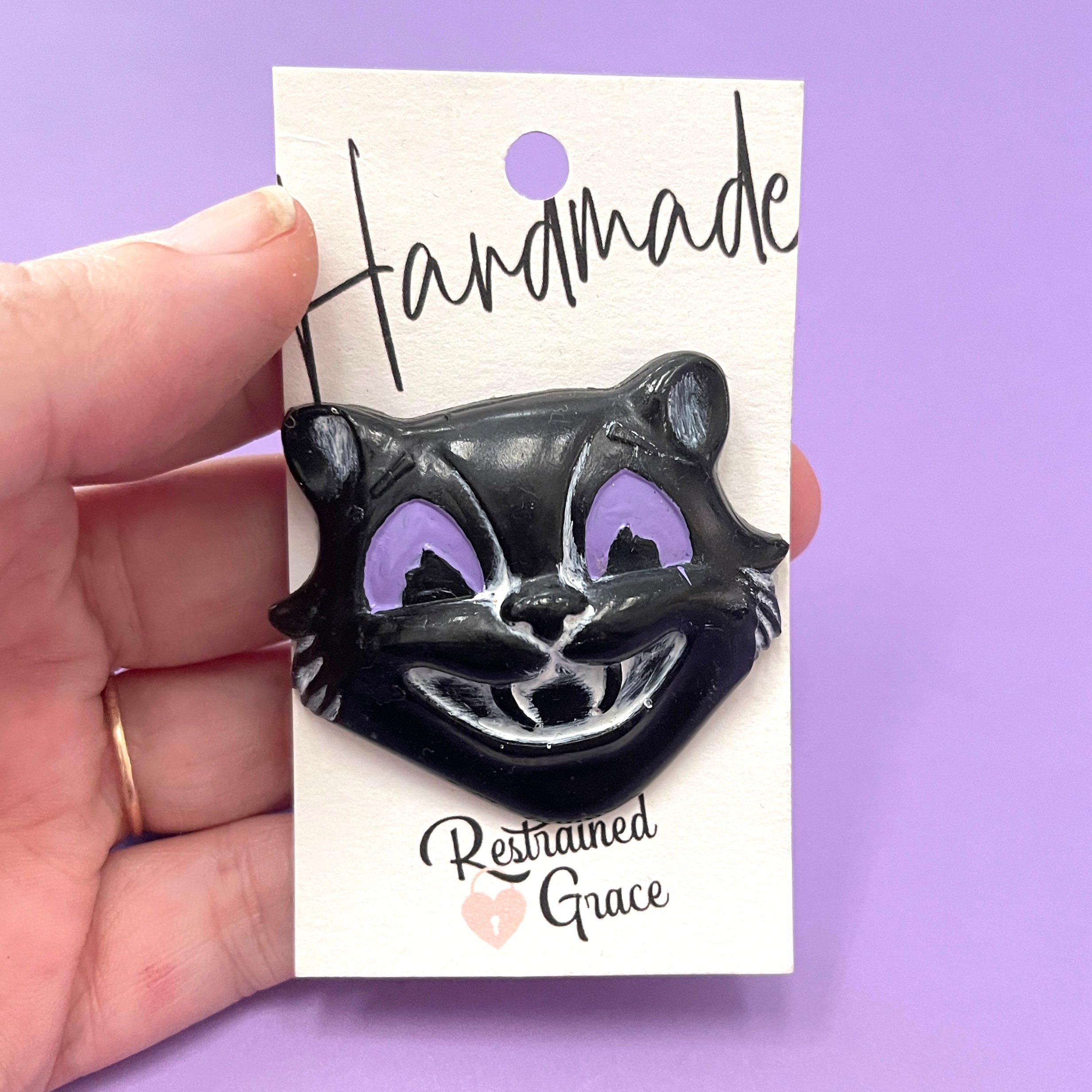 Sample Sale - Vintage Black Cat Halloween Lapel Pin Pin Restrained Grace   