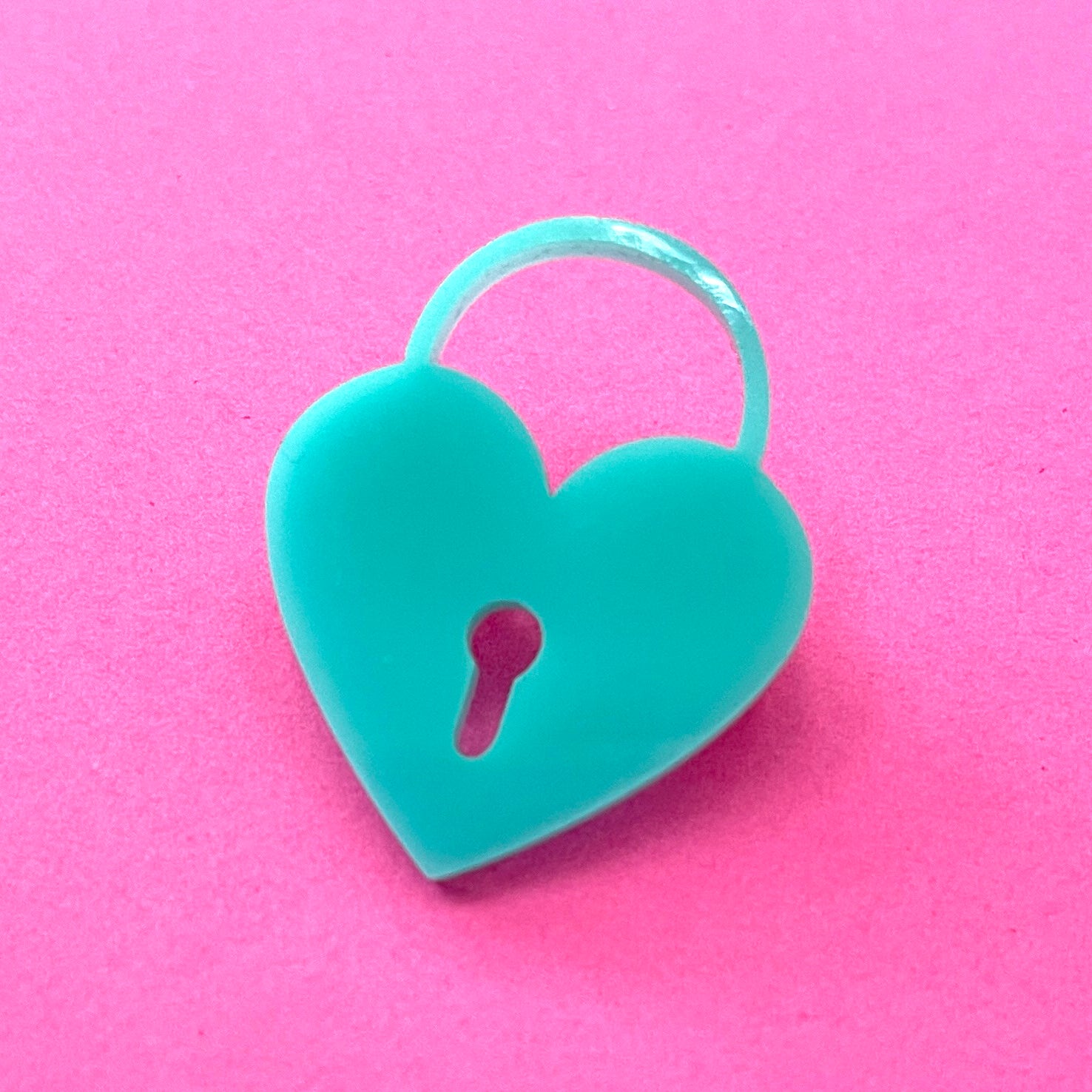 Sample Sale - Aqua Heart Lock Lapel Pin Pin Restrained Grace   