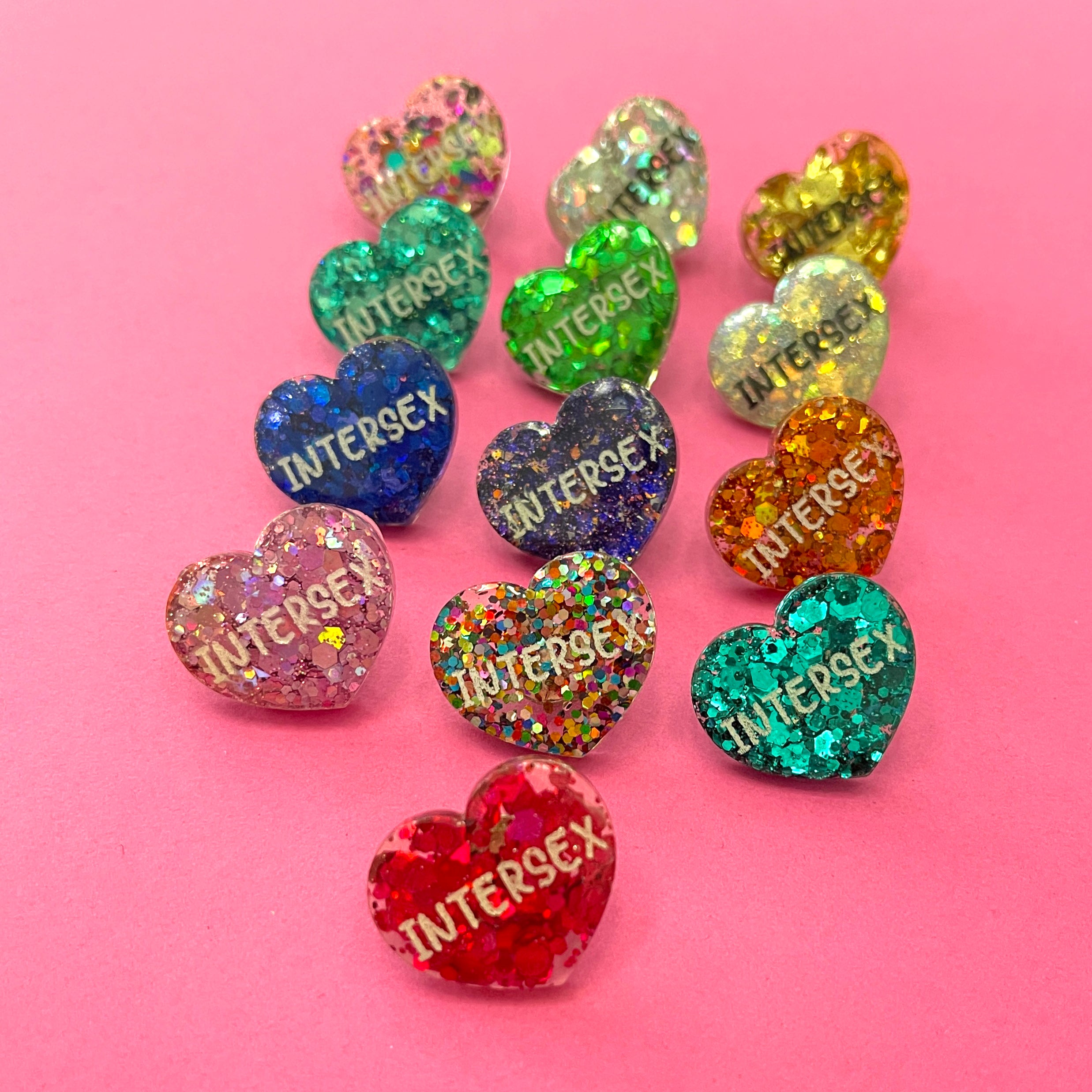 Sample Sale - Intersex Glitter Heart Lapel Pin Pin Restrained Grace   