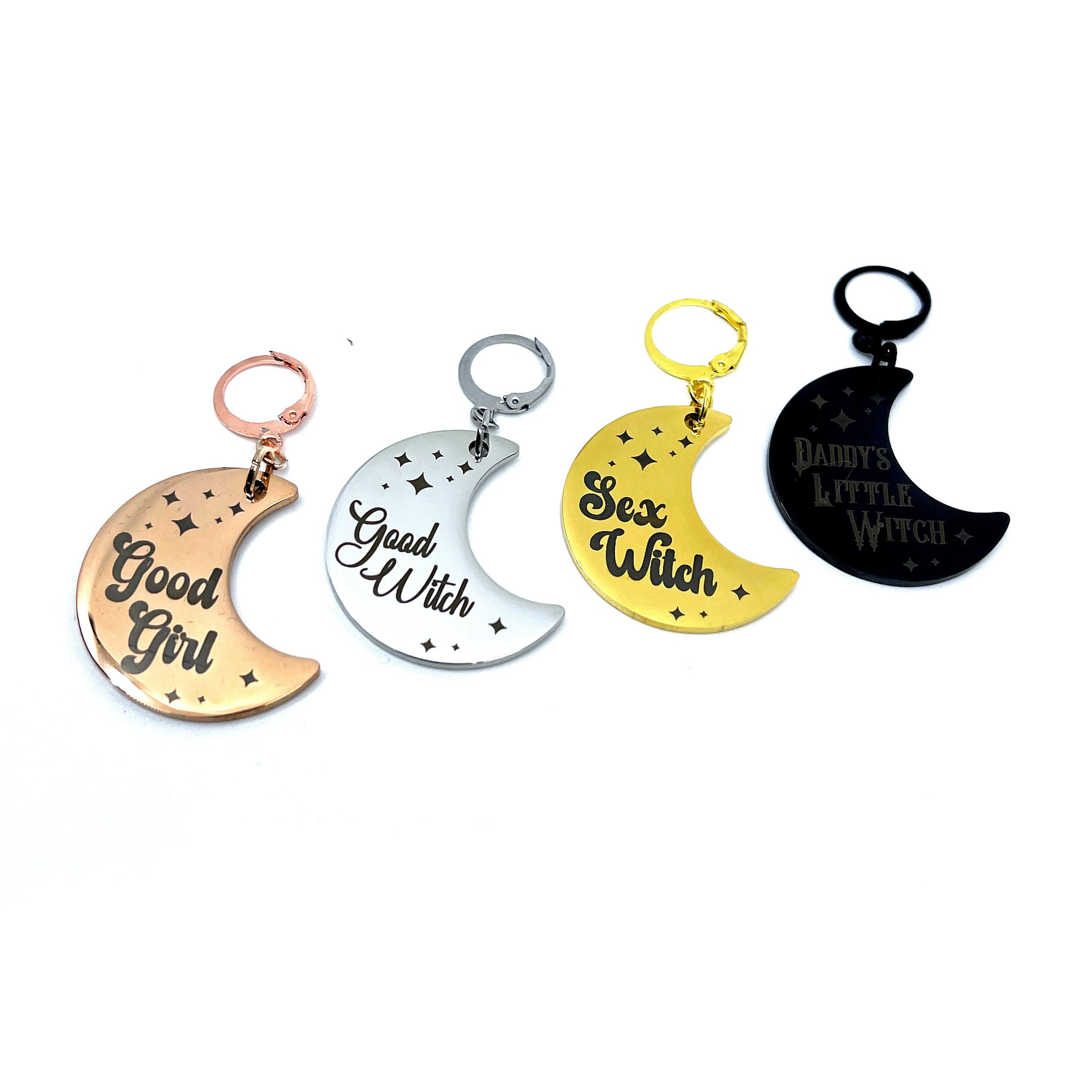 Design Your Own Steel Collar Tag - Crescent Moon Collar Tag Restrained Grace   