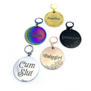 Design Your Own Steel Collar Tag - Large Round Collar Tag Restrained Grace   