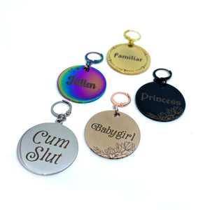 Design Your Own Steel Collar Tag - Large Round Collar Tag Restrained Grace   