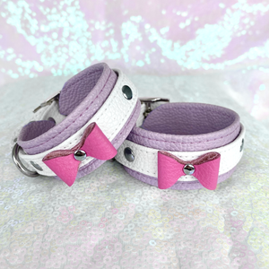 Pretty Princess Deluxe Bow Bondage Cuffs - Lavender, Pink, White, and Silver Cuffs Restrained Grace   