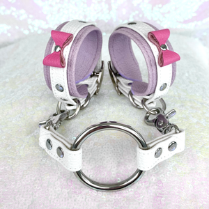 Pretty Princess Deluxe Bow Bondage Cuffs - Lavender, Pink, White, and Silver Cuffs Restrained Grace   