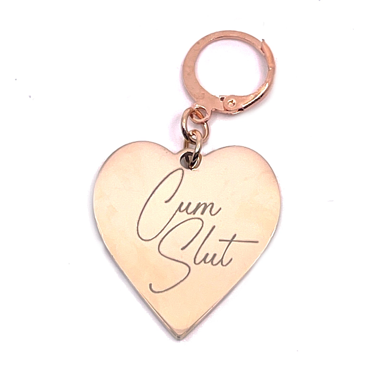 Cum Slut Steel Collar Tag - Rose Gold Collar Tag Restrained Grace   