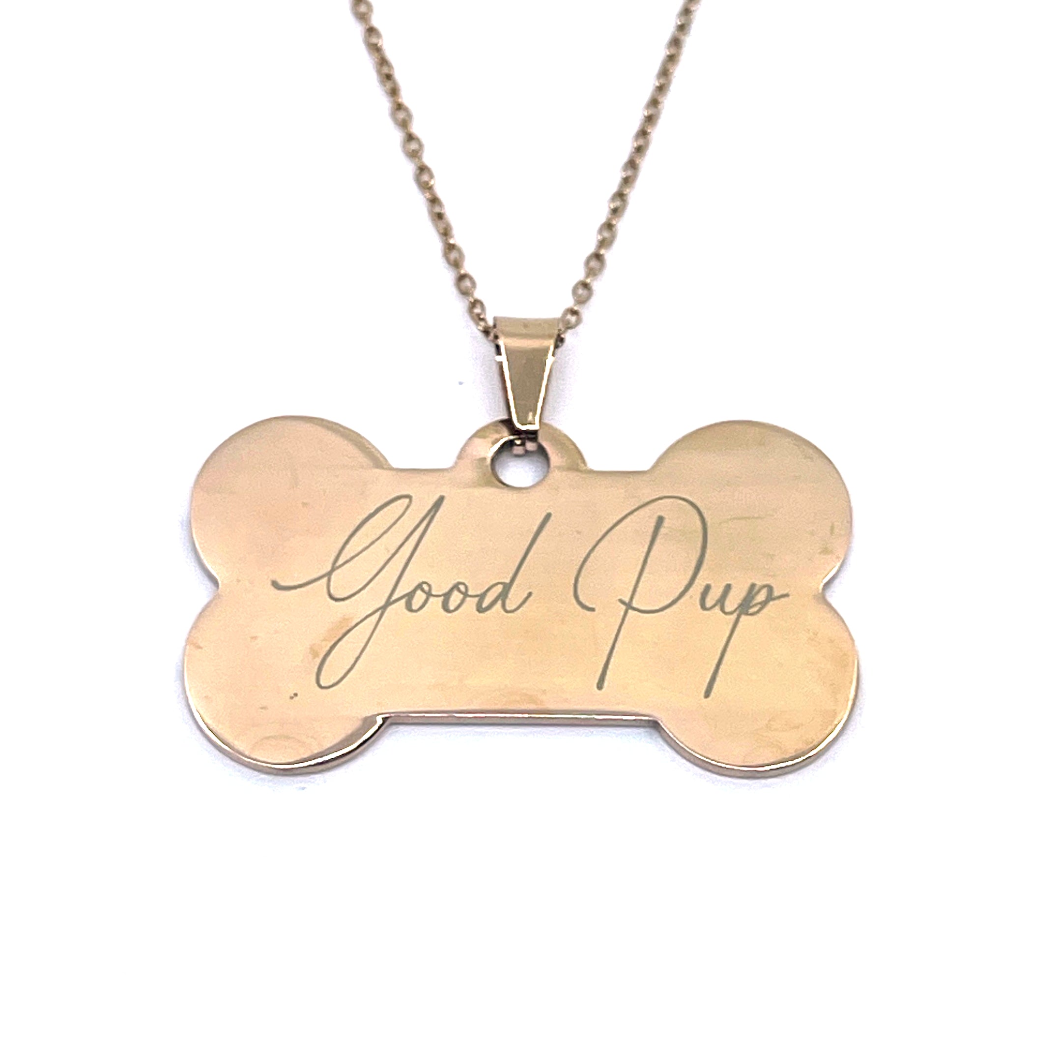 Good Pup Rose Gold Bone Pendant Necklace - Discreet Day Collar Necklace Restrained Grace   