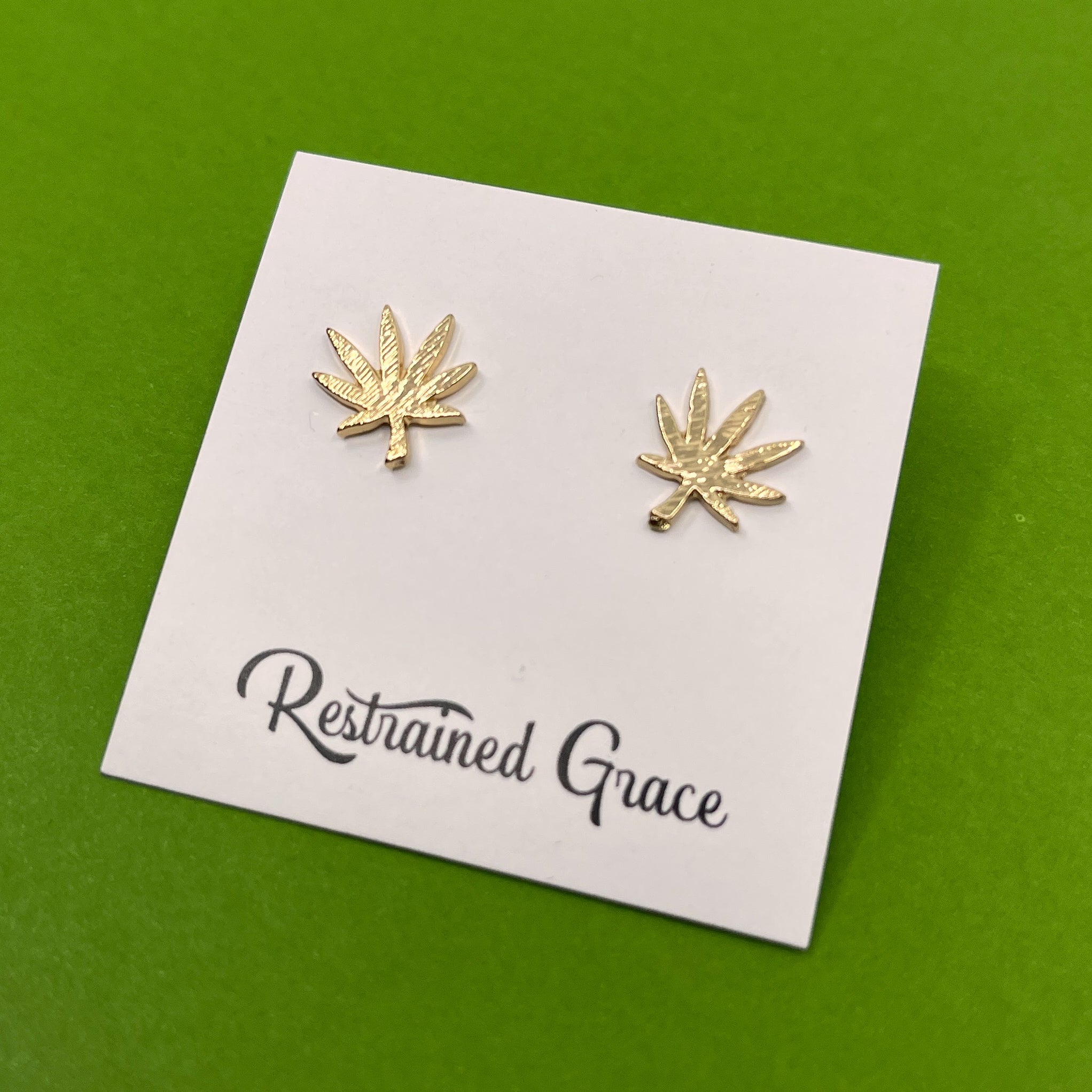 Pot Leaf Stainless Steel Stud Earrings Earrings Restrained Grace   