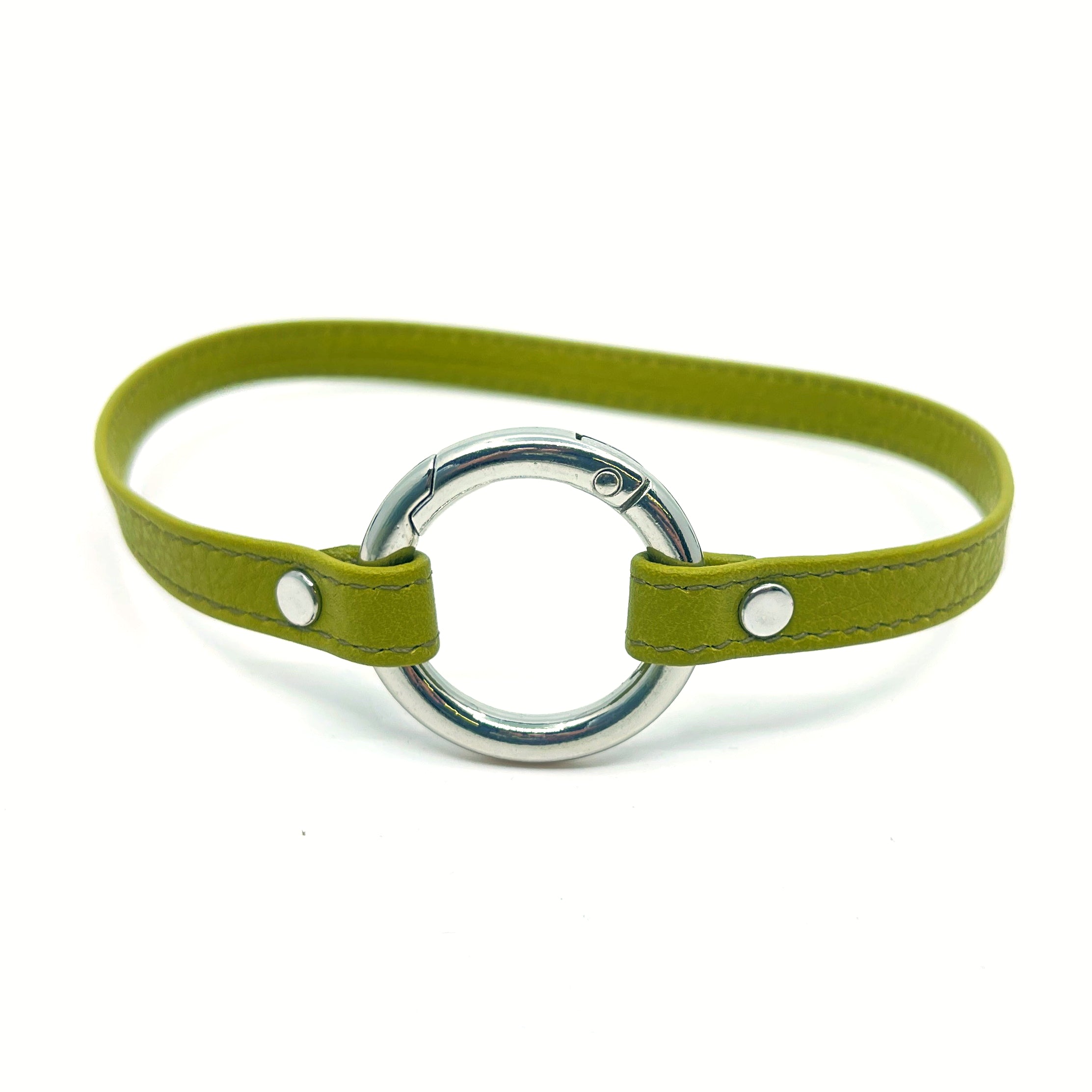 Sample Sale - Olive Green & Silver Sleek Ring of O Collar - 13.5" Collar Restrained Grace   