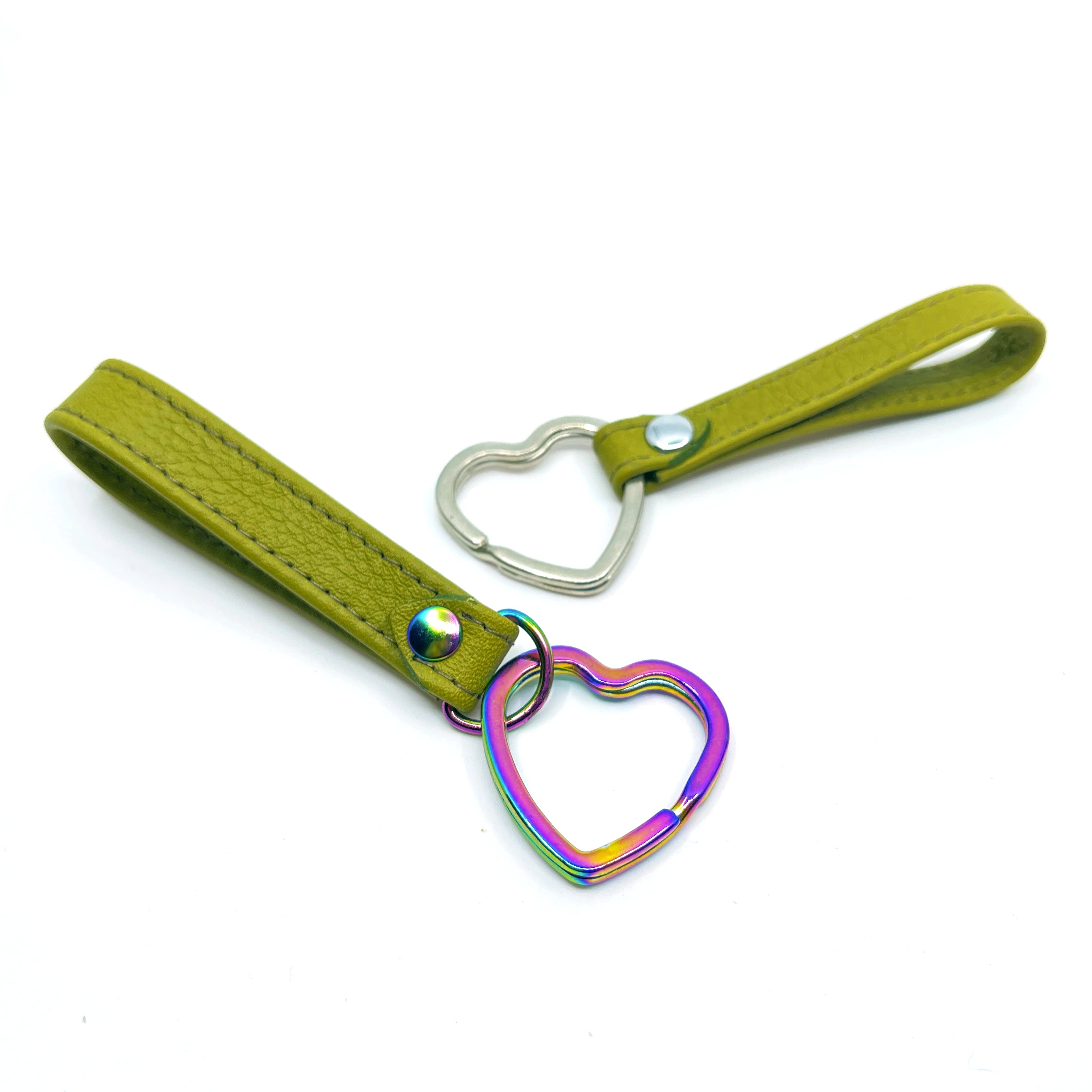 Sample Sale - Olive Green Leather Heart Keychains Keychain Restrained Grace   