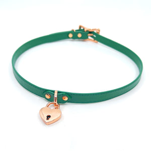 Sample Sale - Emerald Green & Rose Gold Obviously Owned BDSM Collar - 20"-22" Collar Restrained Grace   