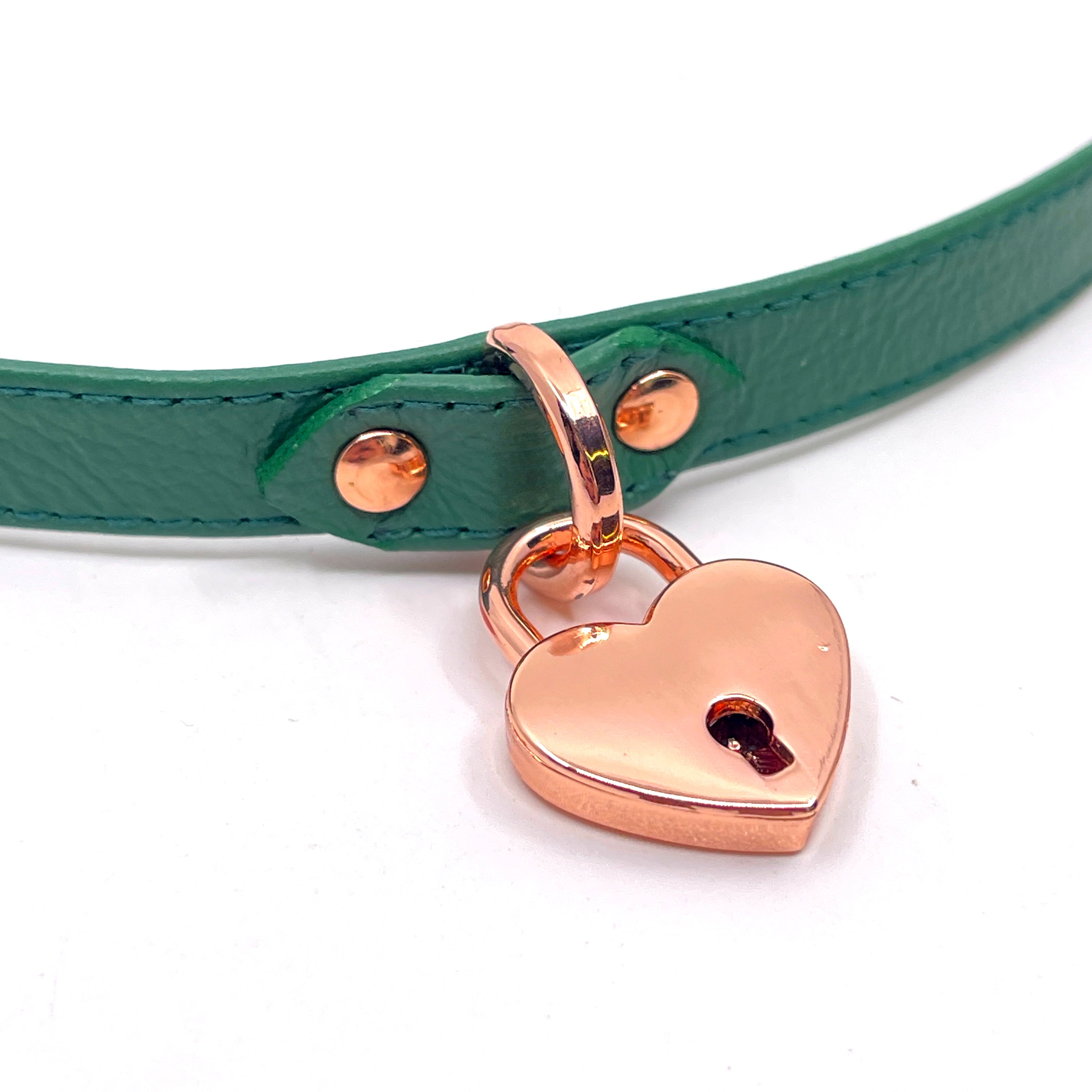 Sample Sale - Emerald Green & Rose Gold Obviously Owned BDSM Collar - 20"-22" Collar Restrained Grace   